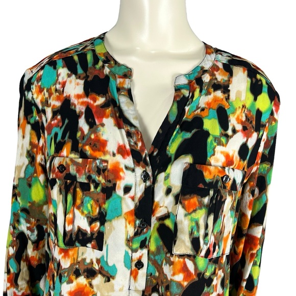Calvin Klein Henley Multicolored Top Size Small - Picture 2 of 10